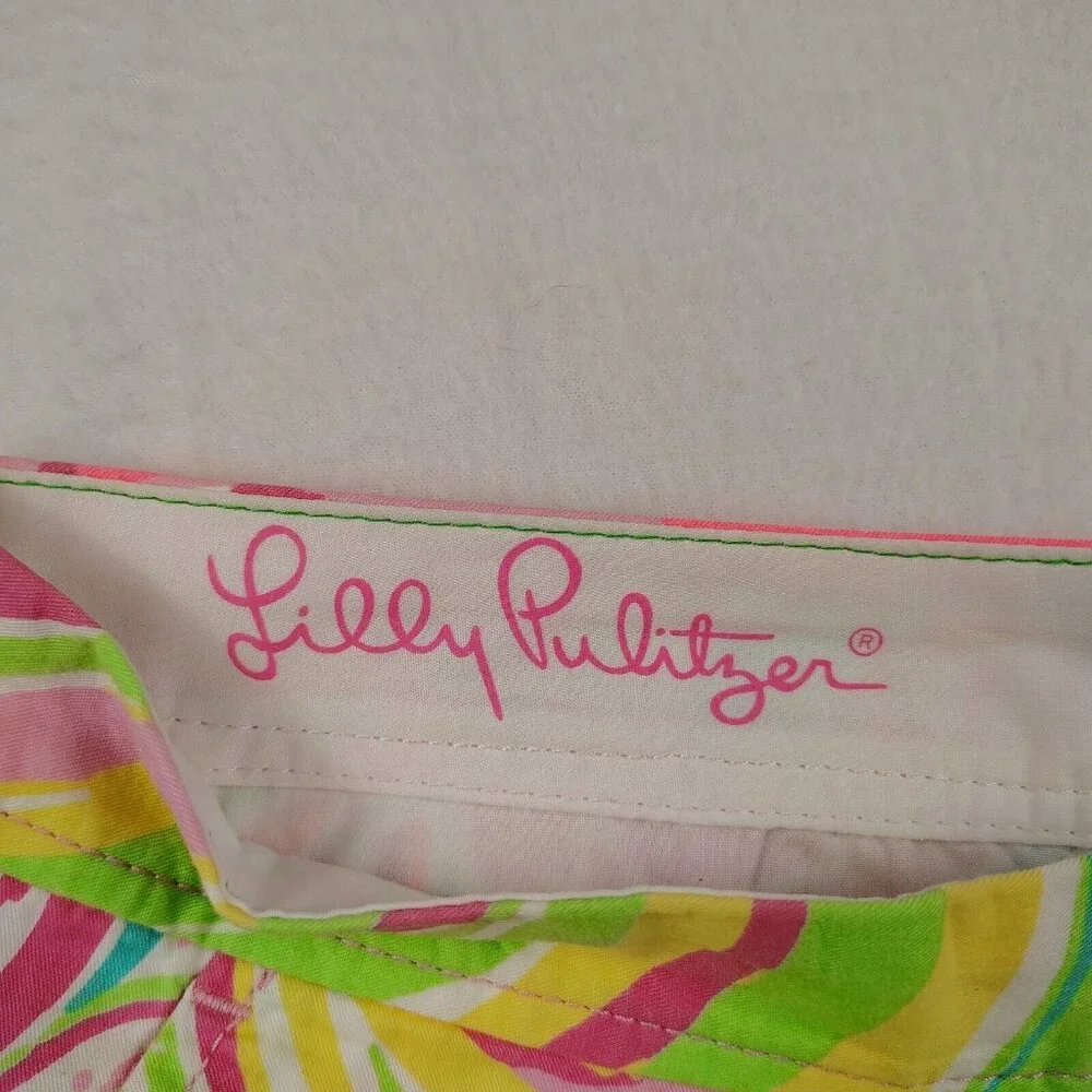 Lilly Pulitzer Buttercup Shorts Sz 00 All Nighter Flamingo Scalloped Hem - Picture 3 of 8